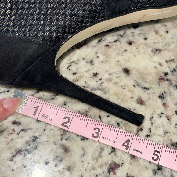 Karen Millen Womens Suede Mesh Tie Front Peep‎ Toe Stiletto Heels Black Size 40 - Picture 9 of 9